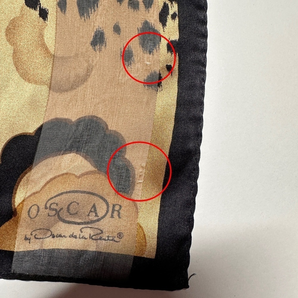 Vintage 80s Oscar de la Renta Silk Wrap Scarf Floral Animal Print Old Money - Picture 9 of 12